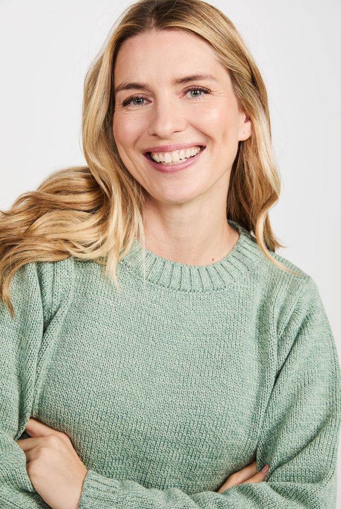 Merino wool sweater, Ireland, Aran, jumper, Pullover, made in Ireland, knitwear, women's sweater, ladies' jumper, green ,Crew neck