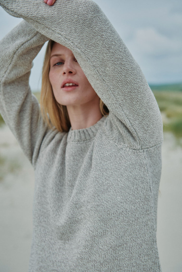 Merino wool sweater, Ireland, Aran, jumper, Pullover, made in Ireland, knitwear, women's sweater, ladies' jumper, oat, Crew neck
