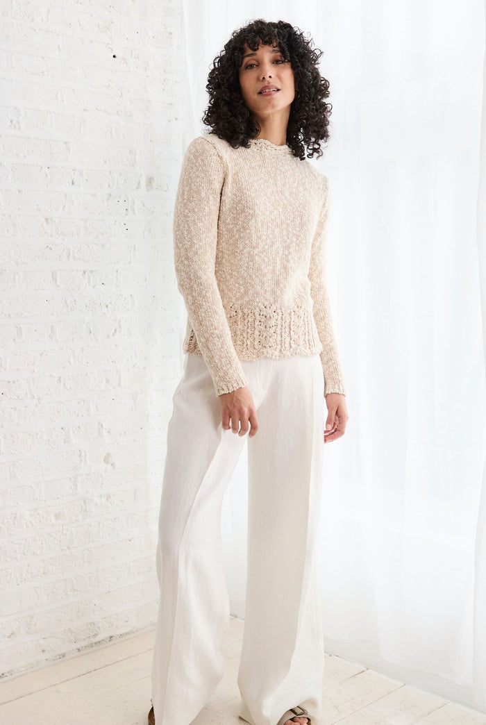women's sweater, cotton linen, wool sweater, Ireland,knitware,aran,cream