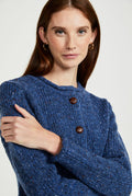 100% wool cardigan, woollen jumper, cardigan, buttoned cardigan, aran wool, knitwear, Ireland, women's cardigan, blue sweater