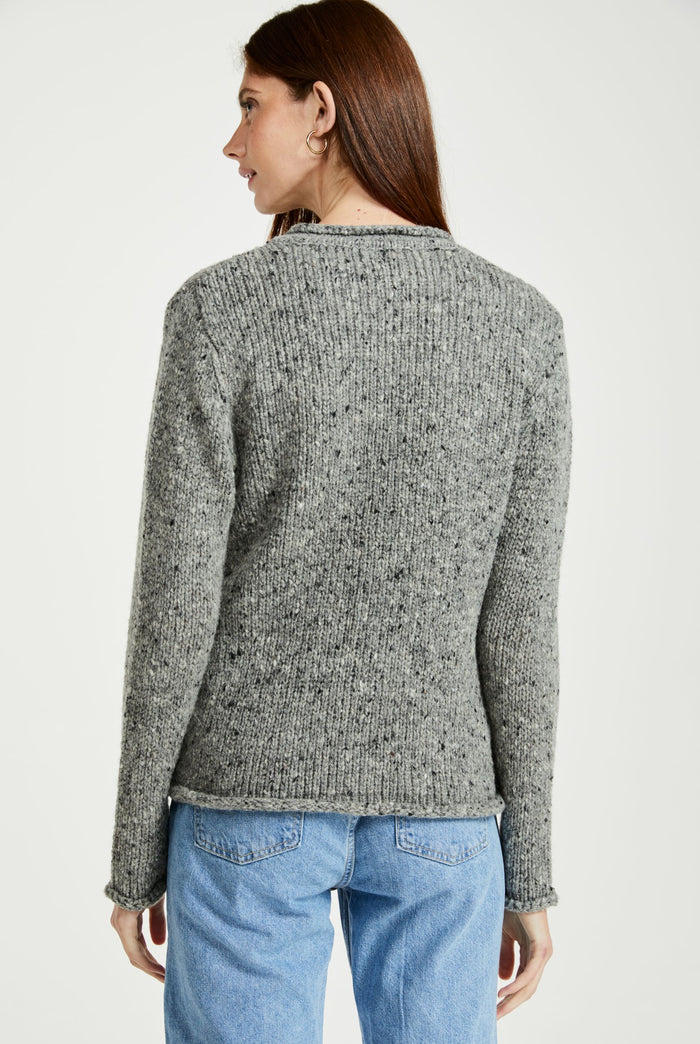100% wool cardigan, woollen jumper, cardigan, buttoned cardigan, aran wool, knitwear, Ireland, women's cardigan, grey sweater