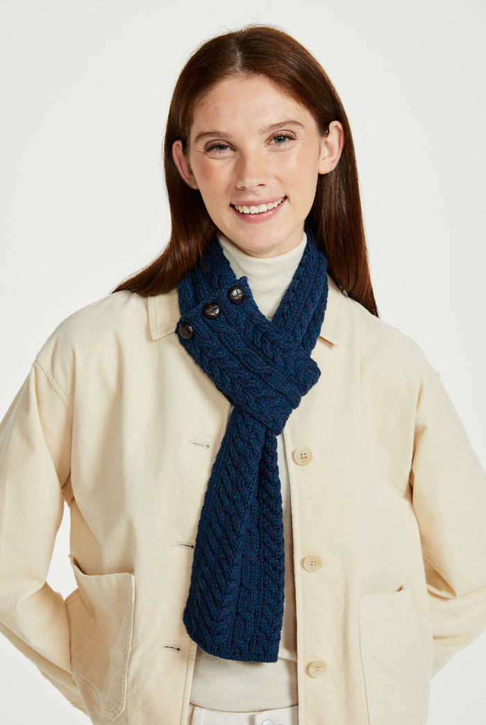 Merino wool, scarf, aran scarf,wool scarves, gift, made in Ireland, knitwear, Hat & Scarf, wool, blue