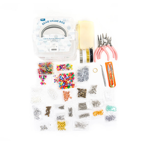 Bead Value Plastic Storage Box With 1196pcs Of Jewellery Accessories- 3 Level