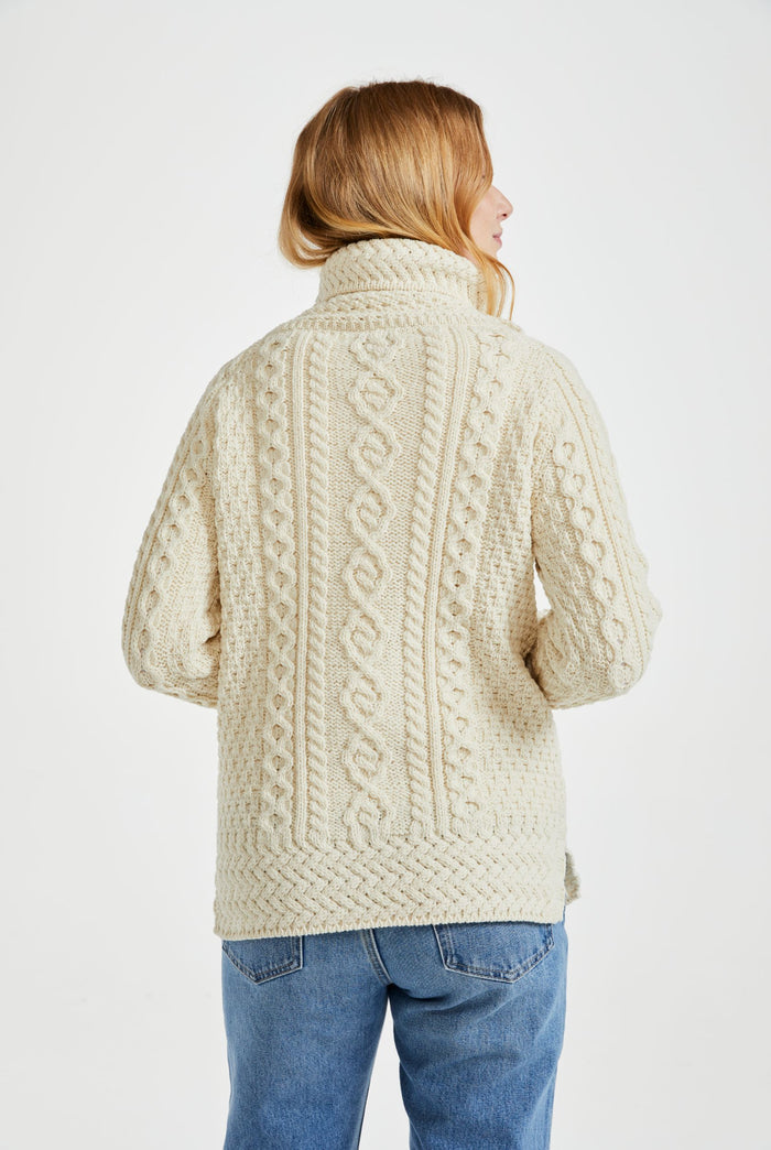 Merino wool, Ireland, Aran, jumper, Pullover, made in Ireland, knitwear, women's sweater, ladies' jumper, roll neck
