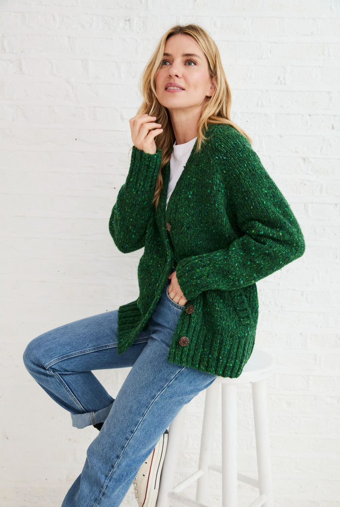sweater, 100% wool, woollen sweater, cardigan, buttoned,aran, knitwear, Ireland, green, women's cardigan