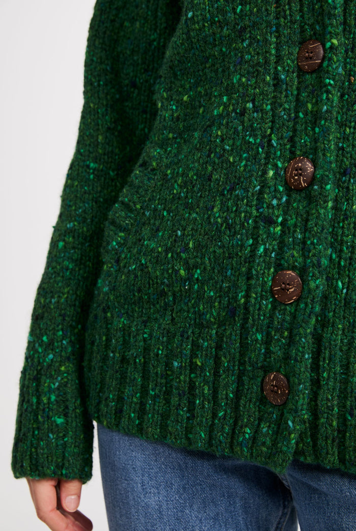 sweater, 100% wool, woollen sweater, cardigan, buttoned,aran, knitwear, Ireland, green, women's cardigan