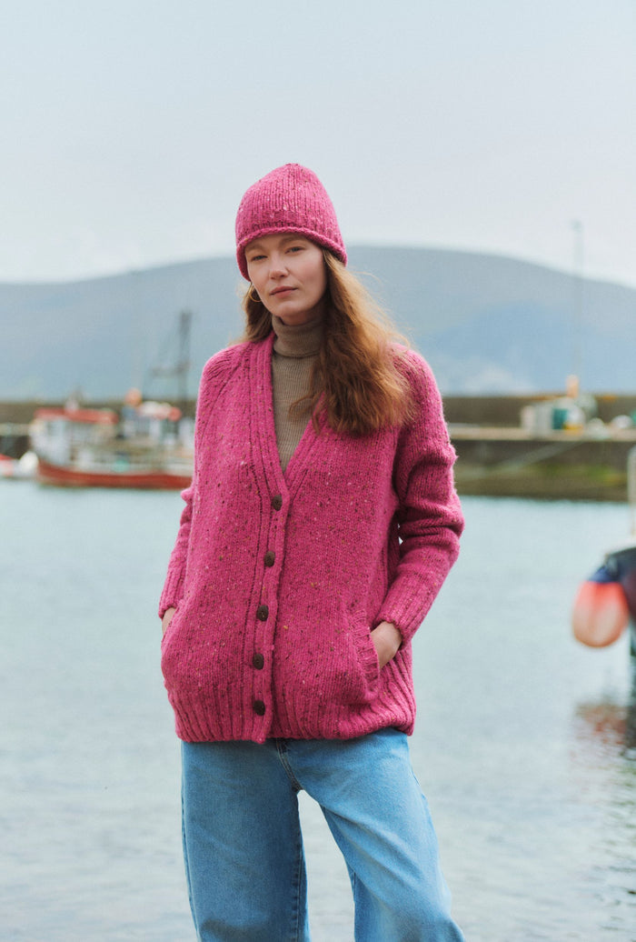 Bonny Glen Ladies Tweed Cardigan - Pink