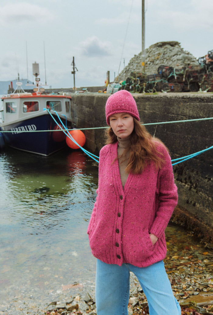 Bonny Glen Ladies Tweed Cardigan - Pink