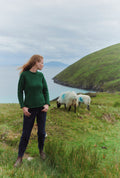 Brackloon Tweed Roll Neck Ladies Sweater - Bright Green