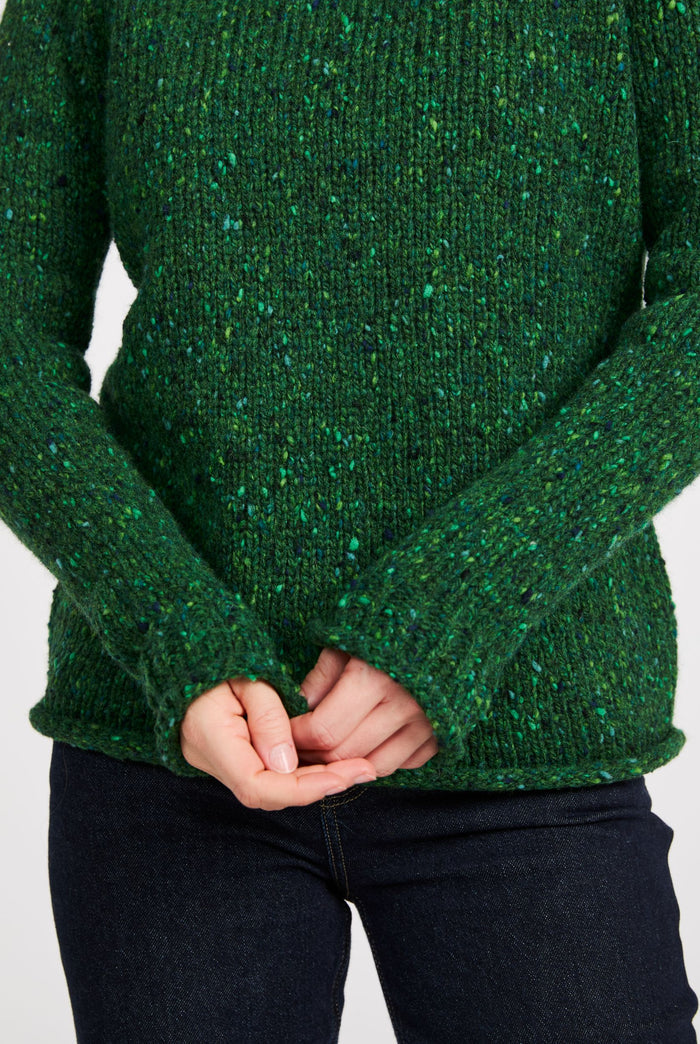 100% Wool sweater, pink sweater,  Aran sweater, women's sweater, knitwear, Roll Neck sweater,Ireland,green