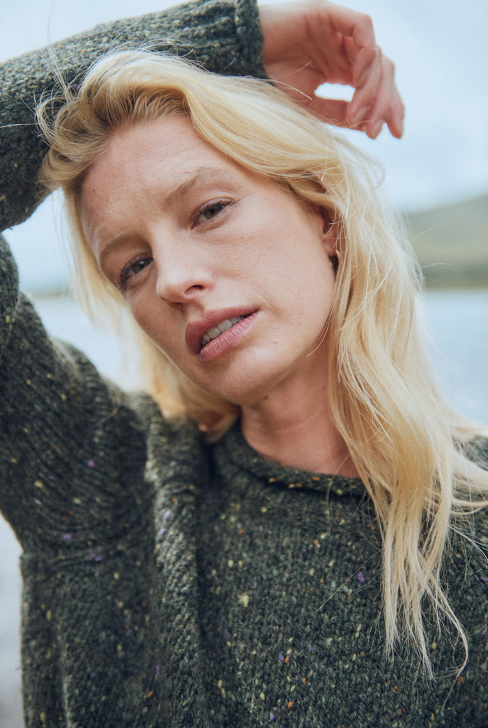 100% Wool sweater, green sweater,  Aran sweater, women's sweater, knitwear, Roll Neck sweater, Ireland,jumper