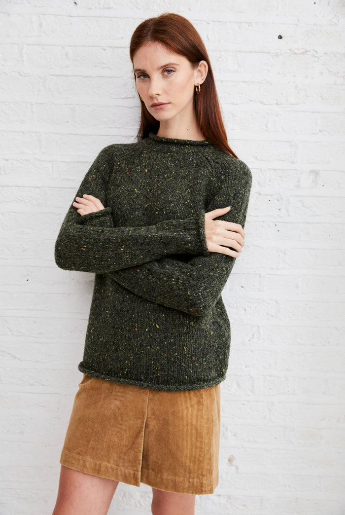 100% Wool sweater, green sweater,  Aran sweater, women's sweater, knitwear, Roll Neck sweater, Ireland,jumper