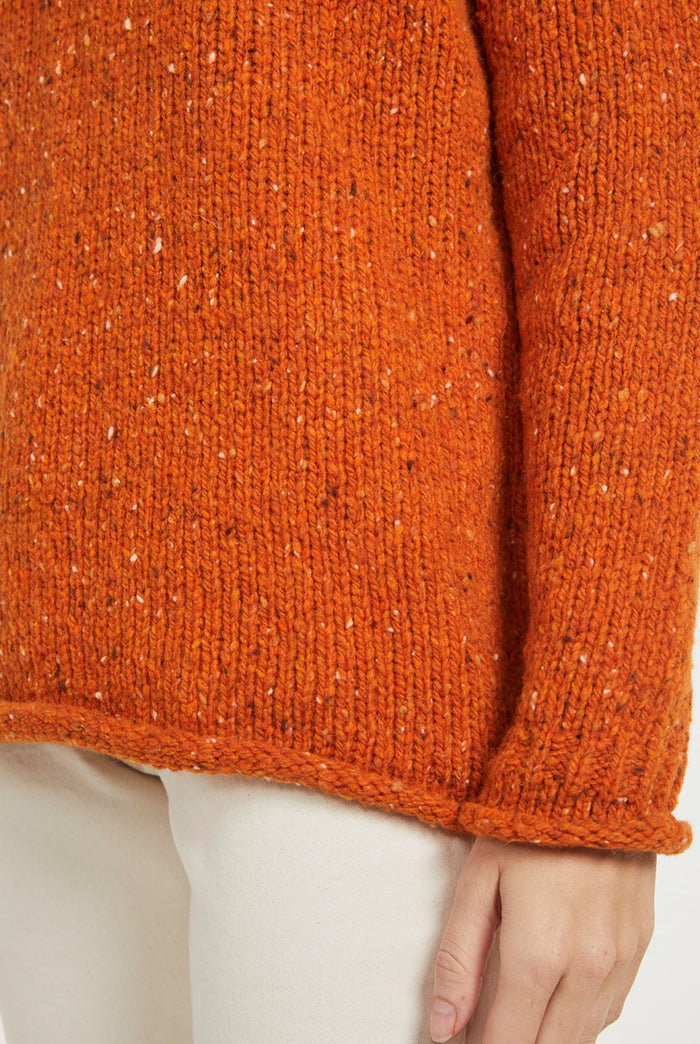 Brackloon Tweed Roll Neck Ladies Sweater - Orange