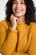 women's sweater, Aran, 100% wool, Ireland, Irish sweater, crew neck， Pullover,yellow,jumper, wool jumper