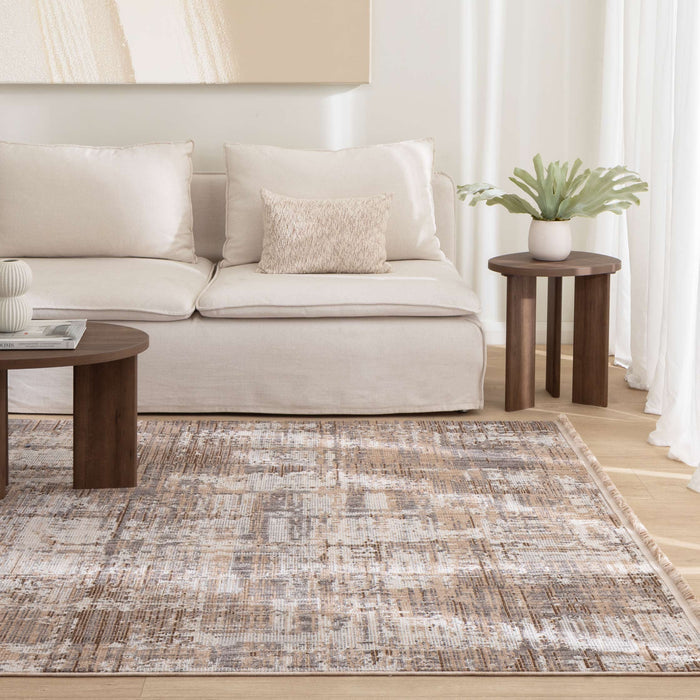 Cherie Distressed Look Watercolour Beige Grey Rug - CH08