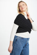 Corrib Crossover Merino Aran Wrap -  Black
