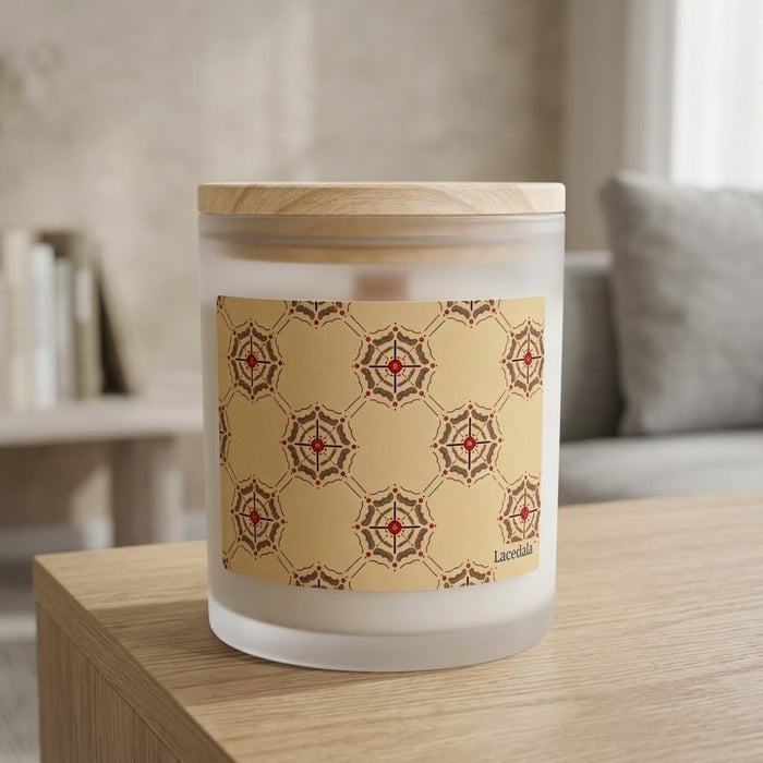 Crimson Spiderweb Lattice Candle (Beige)