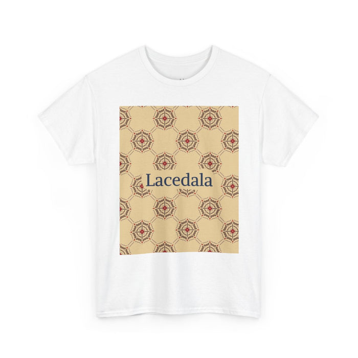 Crimson Spiderweb Lattice Unisex T-Shirt (Beige) (Logo)