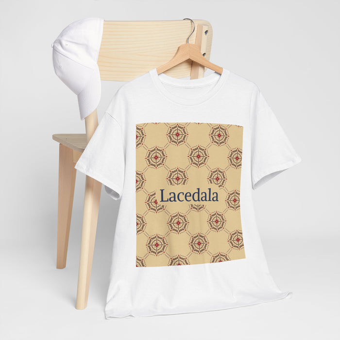 Crimson Spiderweb Lattice Unisex T-Shirt (Beige) (Logo)