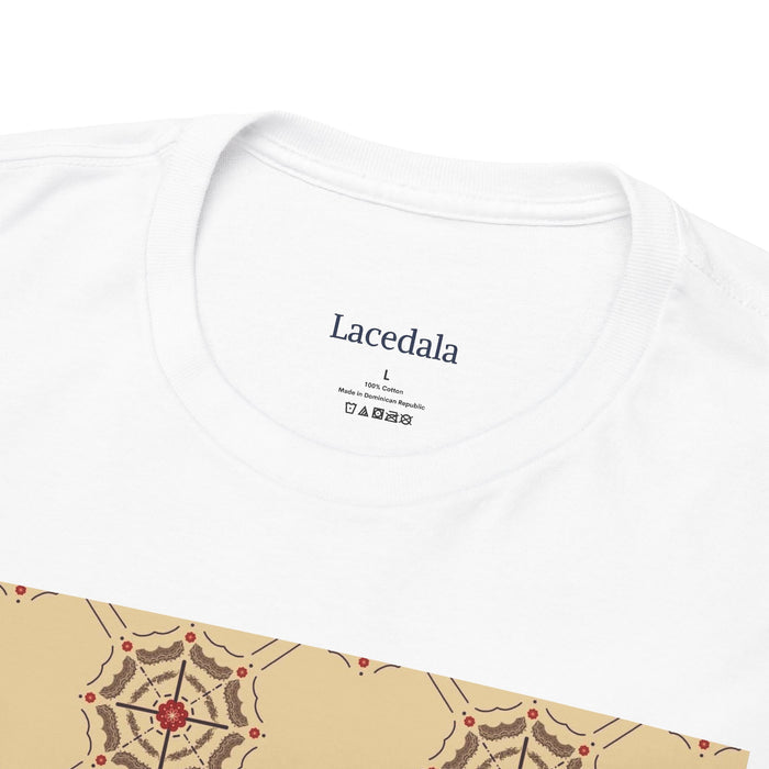 Crimson Spiderweb Lattice Unisex T-Shirt (Beige) (Logo)