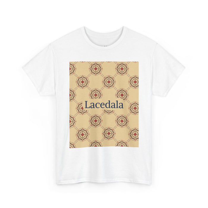 Crimson Spiderweb Lattice Unisex T-Shirt (Beige) (Logo)