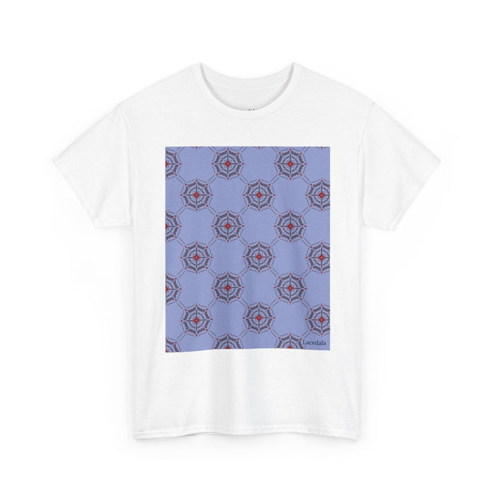 Crimson Spiderweb Lattice Unisex T-Shirt (Navy Blue)