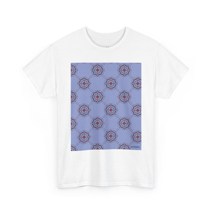 Crimson Spiderweb Lattice Unisex T-Shirt (Navy Blue)