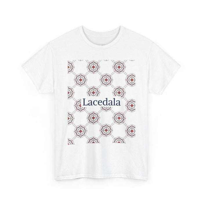 Crimson Spiderweb Lattice Unisex T-Shirt (White) (Logo)