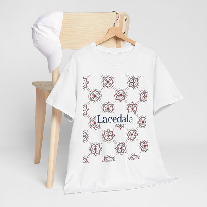 Crimson Spiderweb Lattice Unisex T-Shirt (White) (Logo)