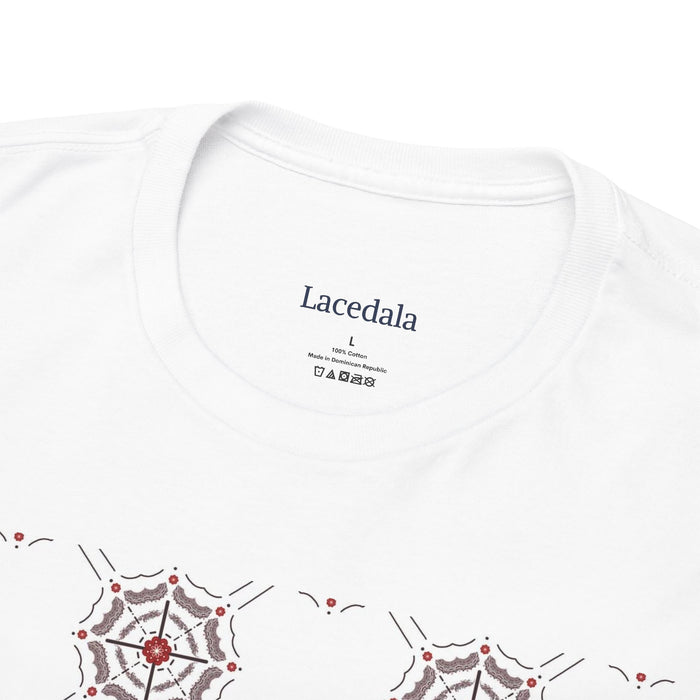 Crimson Spiderweb Lattice Unisex T-Shirt (White) (Logo)