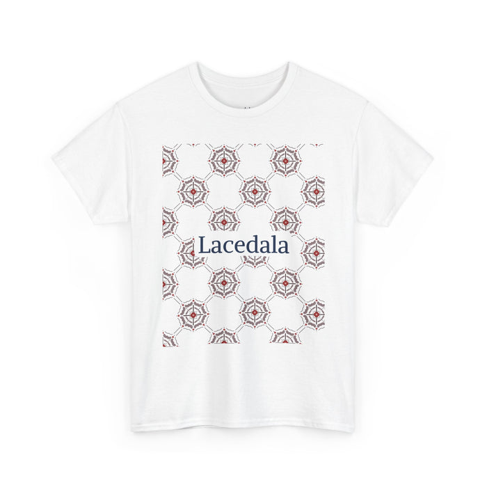 Crimson Spiderweb Lattice Unisex T-Shirt (White) (Logo)