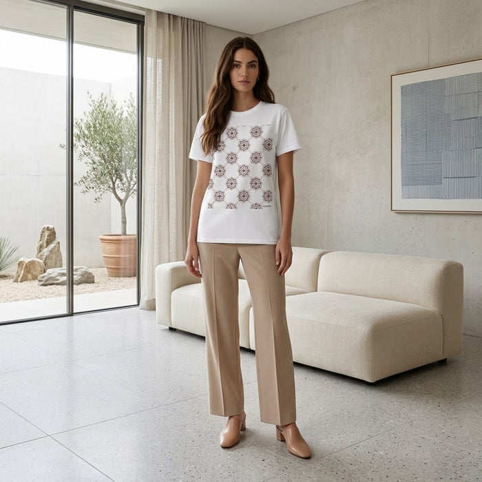 Crimson Spiderweb Lattice Unisex T-Shirt (White)