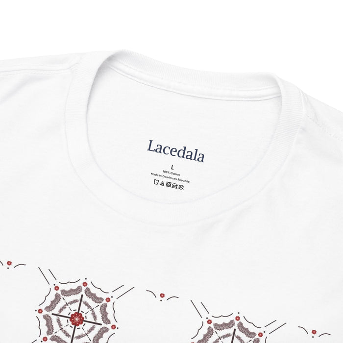 Crimson Spiderweb Lattice Unisex T-Shirt (White)