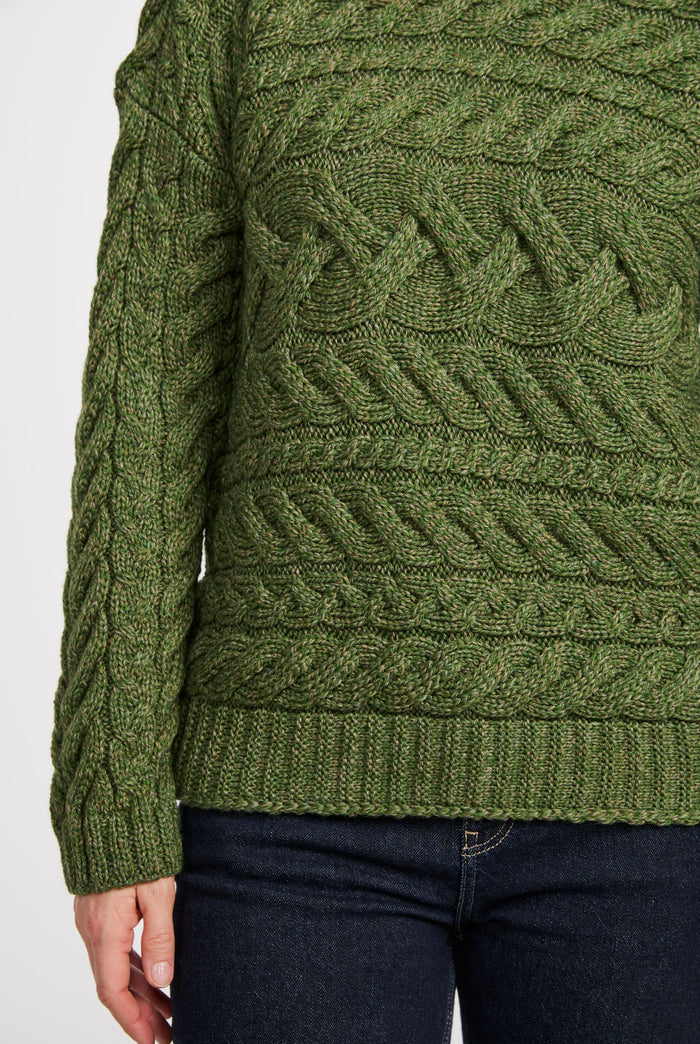 Merino wool sweater, Ireland, Aran, jumper, Pullover, made in Ireland, knitwear, women's sweater, ladies' jumper,green