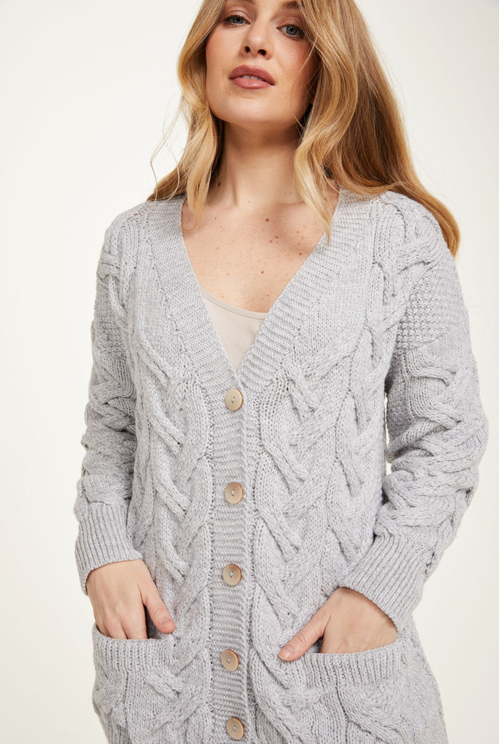 Merino wool, sweater, made in Ireland, wool jumper, knitwear, cardigan, Ireland,aran sweater, Buttoned sweater, wool cardigan, V Neck, grey