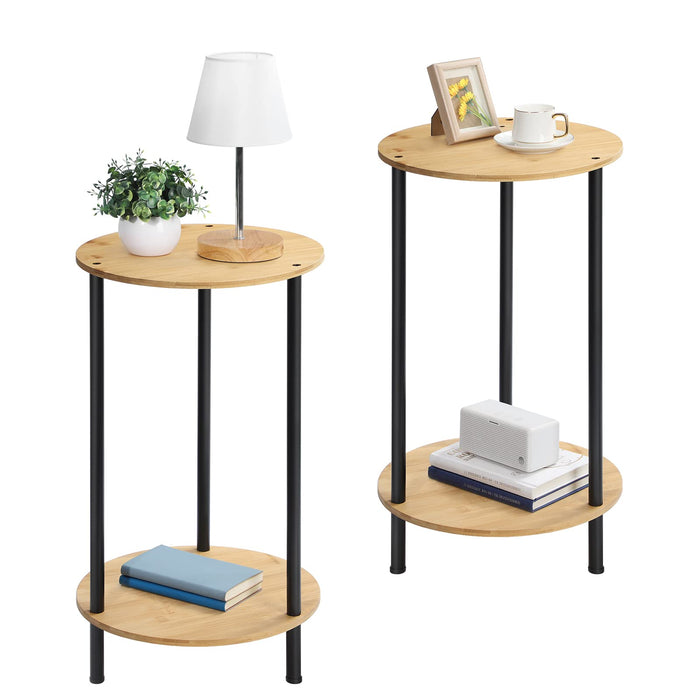 Dual Rustic Round Side Tables
