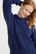 Women's sweater, made in Ireland, Merino Wool sweater, cable knit, aran, ladies sweater, knitwear,aran jumper,aran wool,navy
