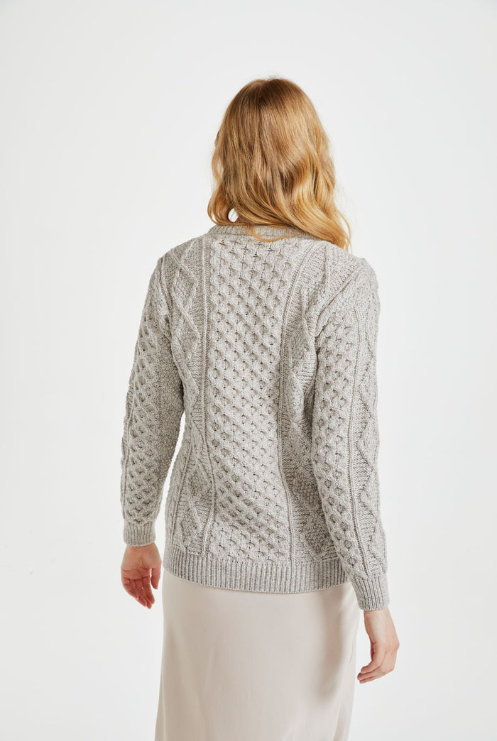 Women's  sweater, made in Ireland, Merino Wool, cable knit, aran, ladies sweater, knitwear,aran, oat