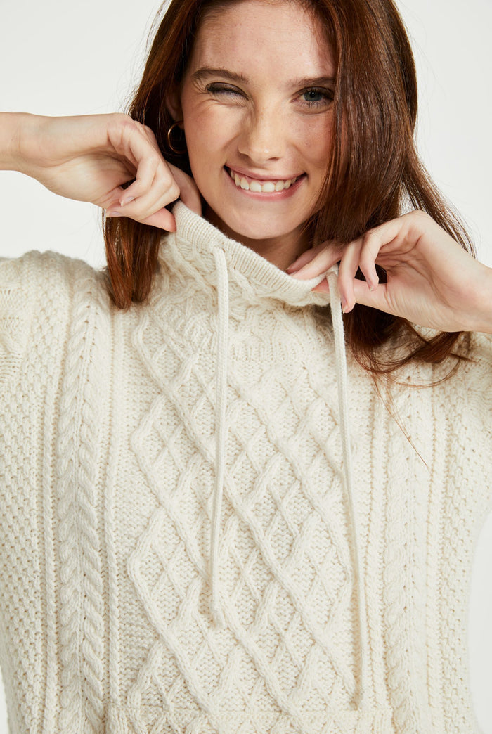 women's sweater,  Aran wool, merino wool, made in Ireland, Irish sweater, sweater for women, knitwear, cream sweater