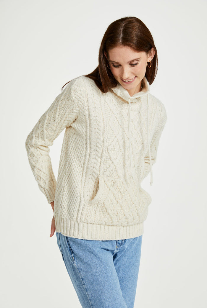 women's sweater,  Aran wool, merino wool, made in Ireland, Irish sweater, sweater for women, knitwear, cream sweater