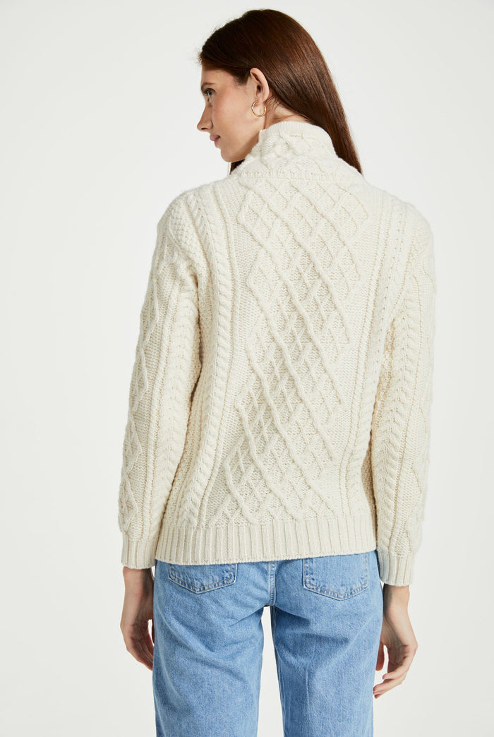 women's sweater,  Aran wool, merino wool, made in Ireland, Irish sweater, sweater for women, knitwear, cream sweater