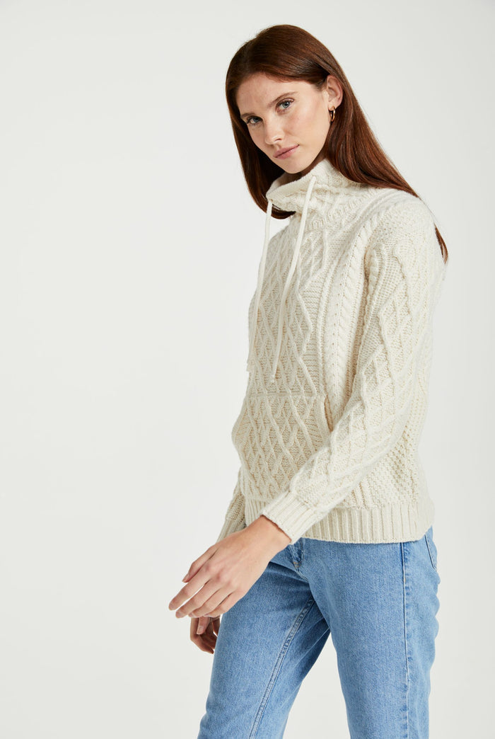 women's sweater,  Aran wool, merino wool, made in Ireland, Irish sweater, sweater for women, knitwear, cream sweater