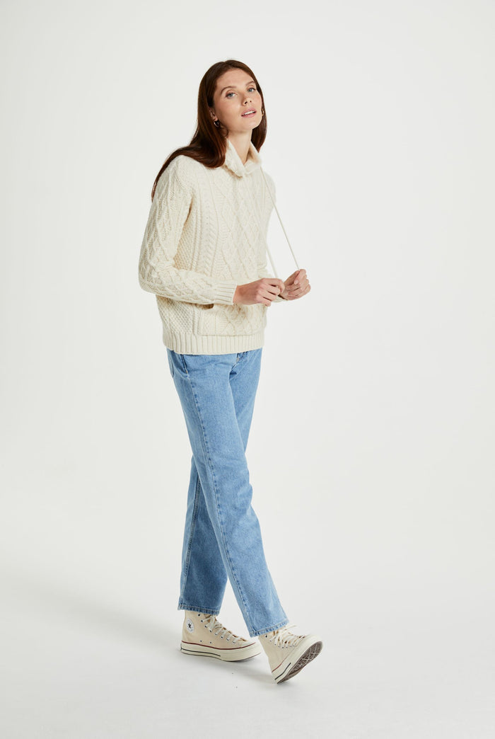 women's sweater,  Aran wool, merino wool, made in Ireland, Irish sweater, sweater for women, knitwear, cream sweater
