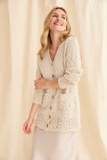 women's cardigan, cotton linen, Ireland,knitware,aran, cream cardigan, buttoned