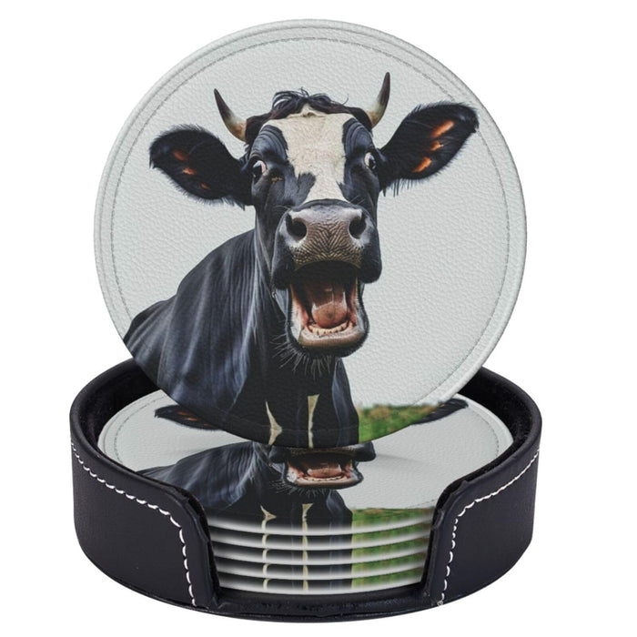 FlexiCoast 6-Piece Premium PU Leather Coaster Set