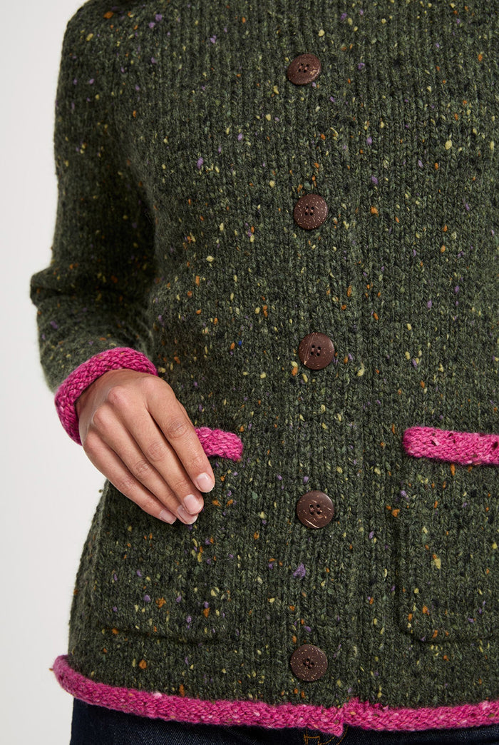 Ladies cardigan, sweater, women sweater, cardigan, jumper,aran, wool, Ireland, knitwear,100% wool, green