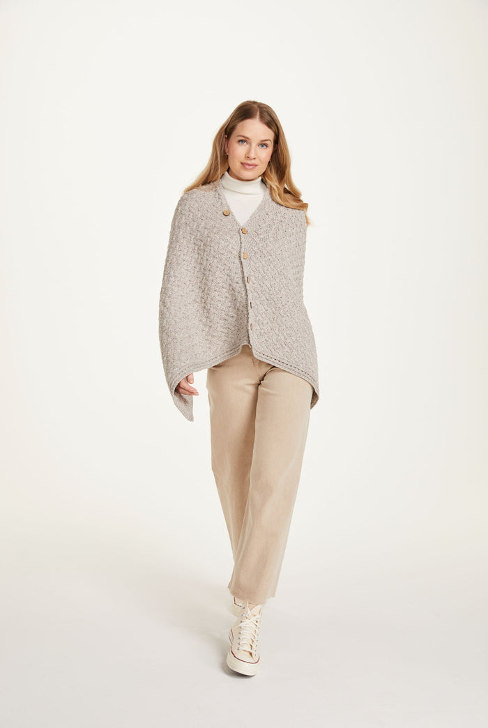 Made in Ireland, poncho, knitwear, aran cape, wool cape, merino wool, oat,ladie's