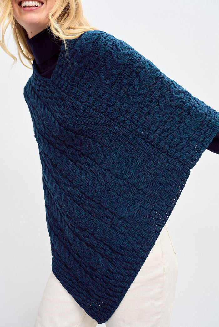 Merino wool, poncho, made in Ireland, Aran, knitwear, wool poncho, cab, shawl