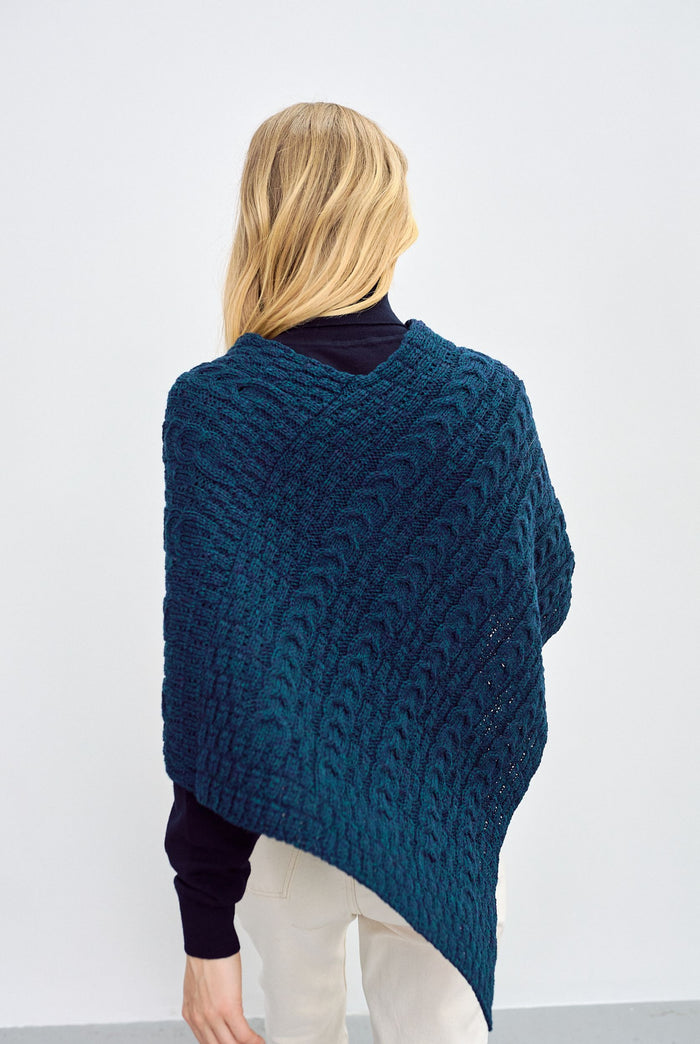 Merino wool, poncho, made in Ireland, Aran, knitwear, wool poncho, cab, shawl