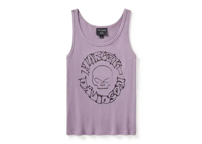 HARLEY-DAVIDSON WOMENS Willie G Sketchy Skull Ribbed Tank - 96283-25VW